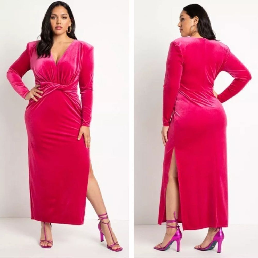 Eloquii Knot front Velvet Maxi Dress NWT